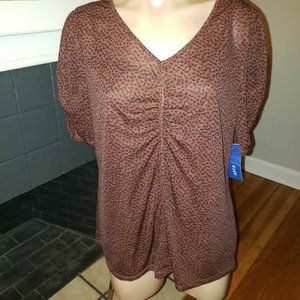 NWT Semi Sheer Animal Print Top with Attached Cami